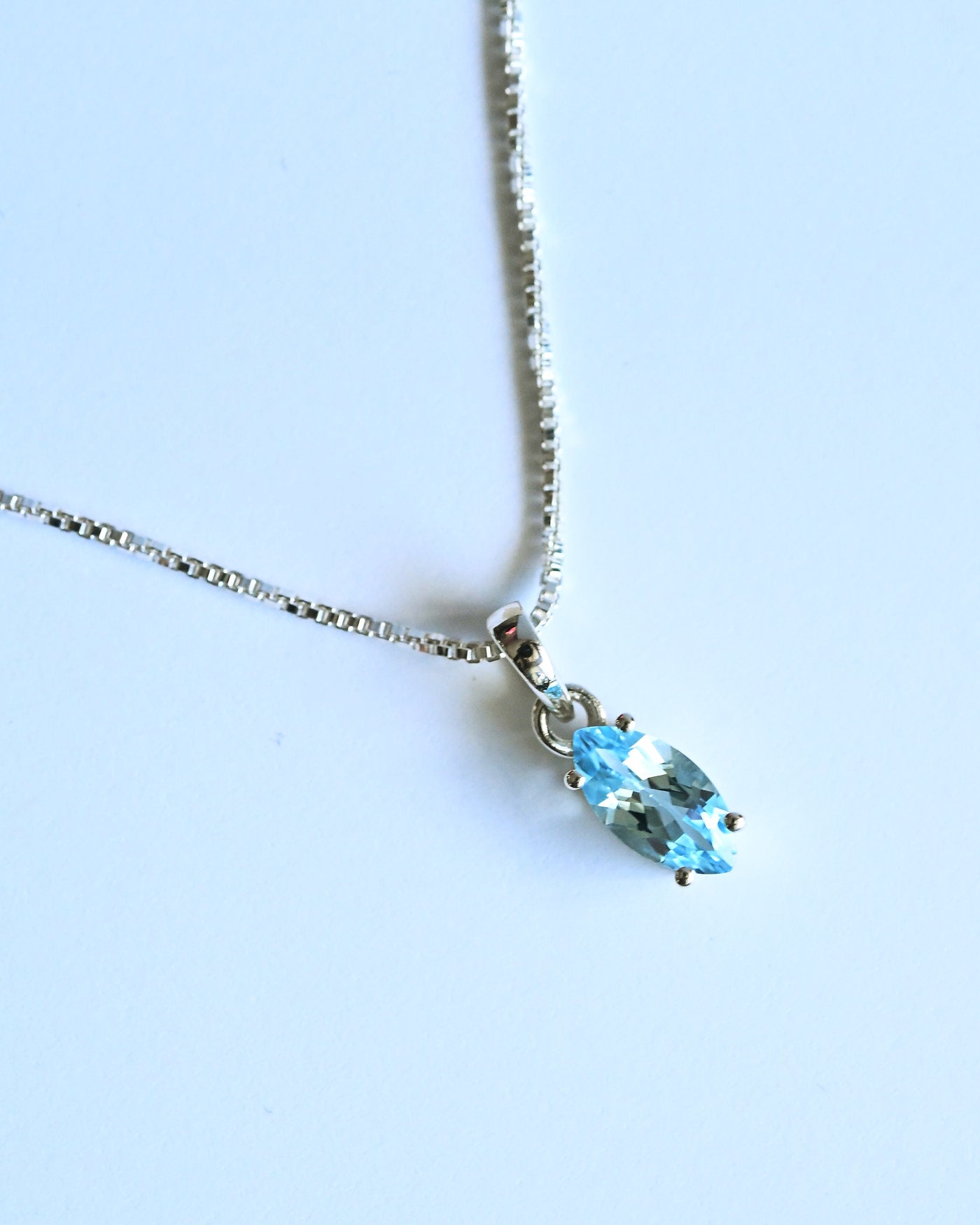 Blue Topaz Pendant — Sterling Silver
