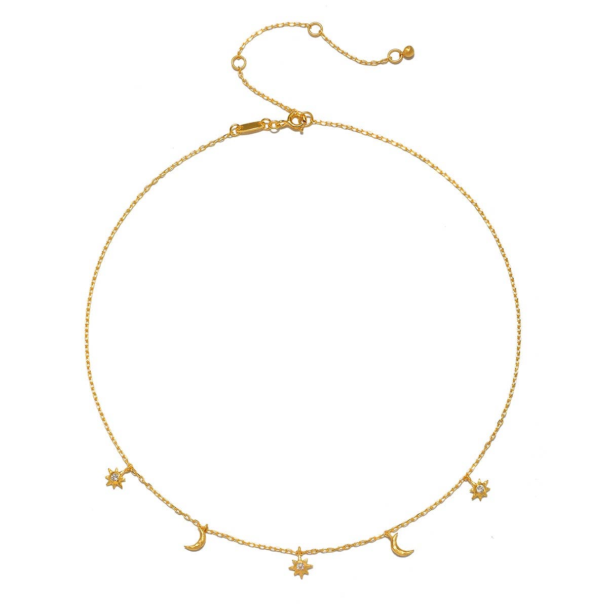 Celestial Choker Necklace Moon Stars 18kt Gold - Image 5 - Crystals.com