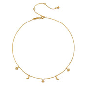 Celestial Choker Necklace Moon Stars 18kt Gold - Image 5 - Crystals.com