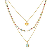 Tourmaline Triple Stone Necklace 18kt Gold - Crystals.com