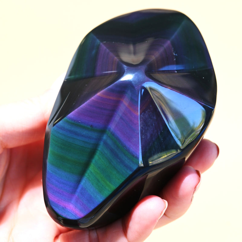 Rainbow Obsidian Double Heart + Star