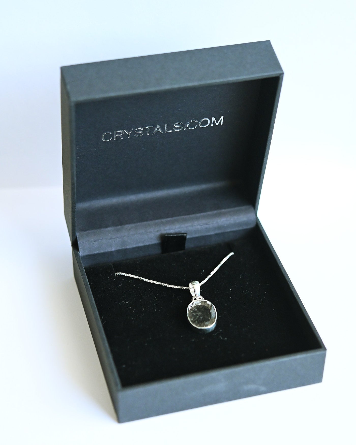 Black Rutile Pendant in Crystals.com gift box