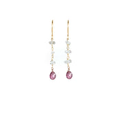 Herkimer Diamond Pink Topaz Drop Earrings Gold Vermeil - Crystals.com
