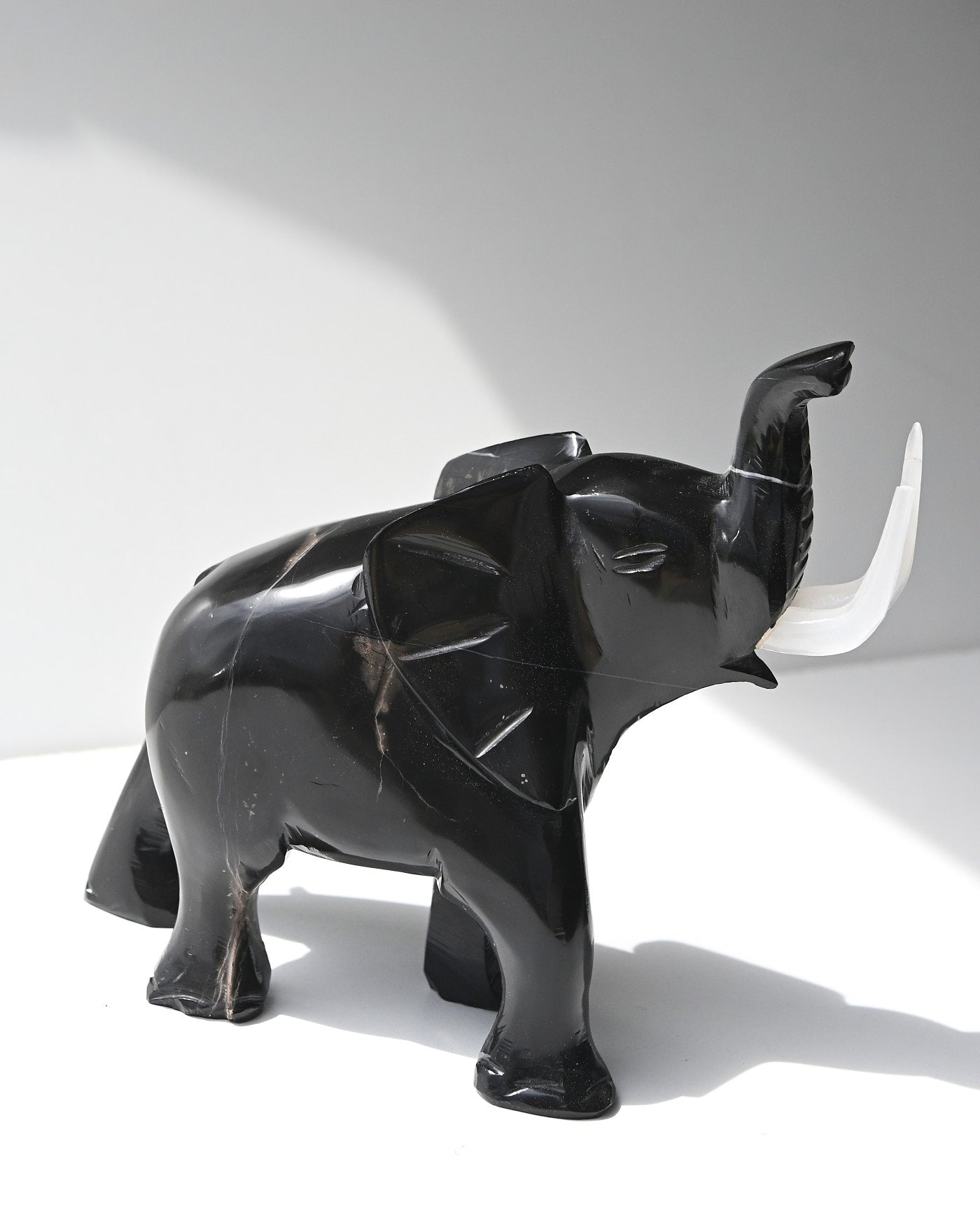Black Onyx Elephant Carving