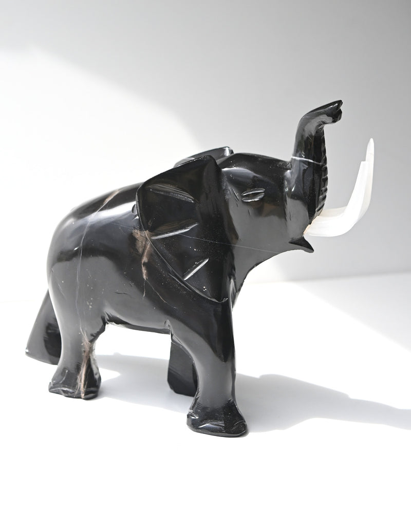 Black Onyx Elephant Carving