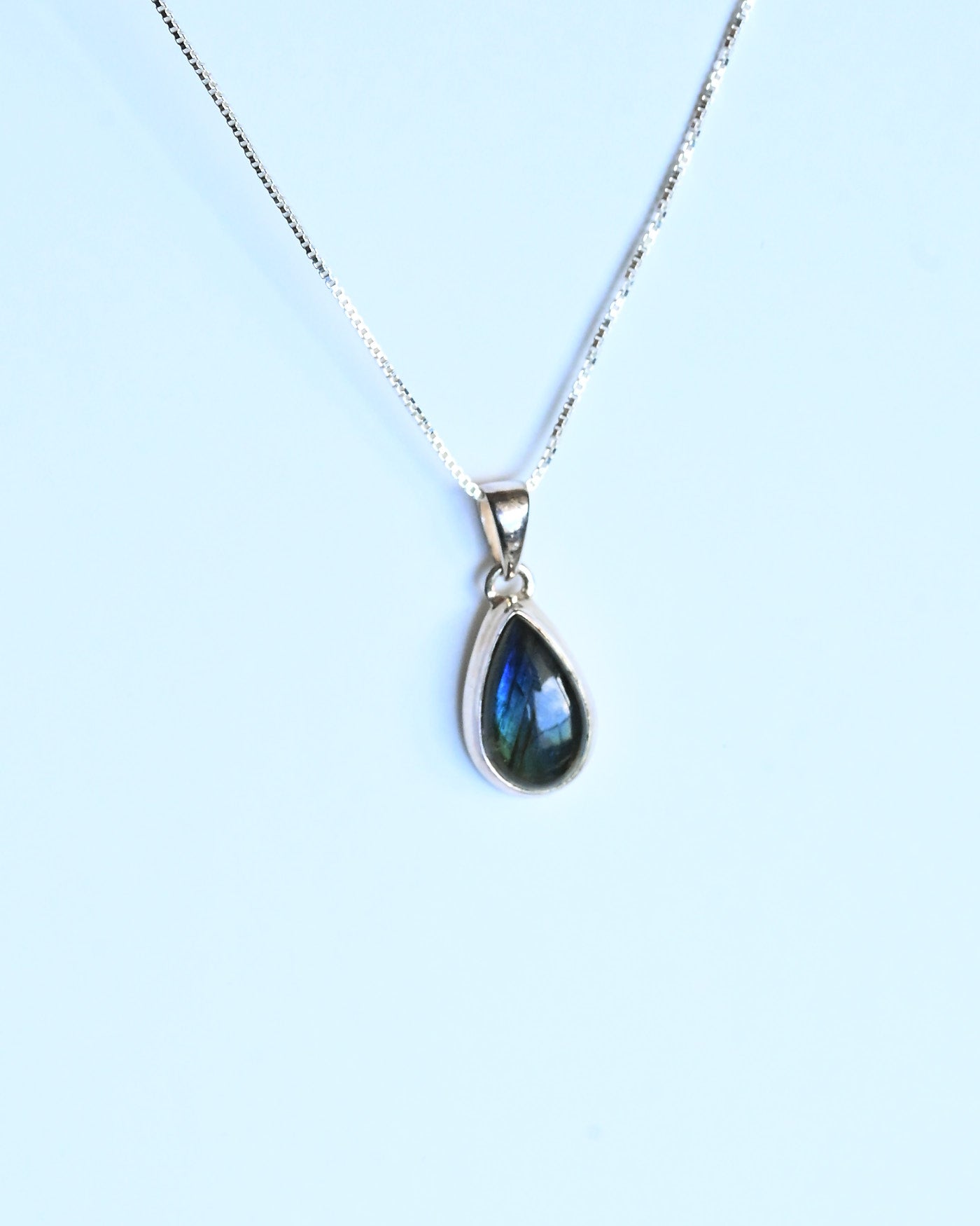 Labradorite Pendant — Sterling Silver — teardrop