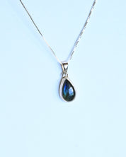 Labradorite Pendant — Sterling Silver — teardrop