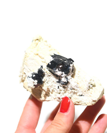 Black Tourmaline on Feldspar Matrix 386g — Black Tourmaline crystal specimen