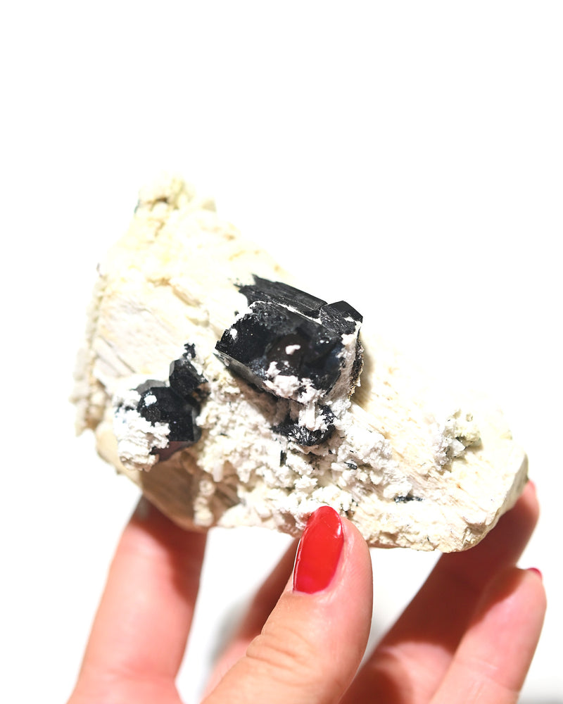 Black Tourmaline on Feldspar Matrix 386g