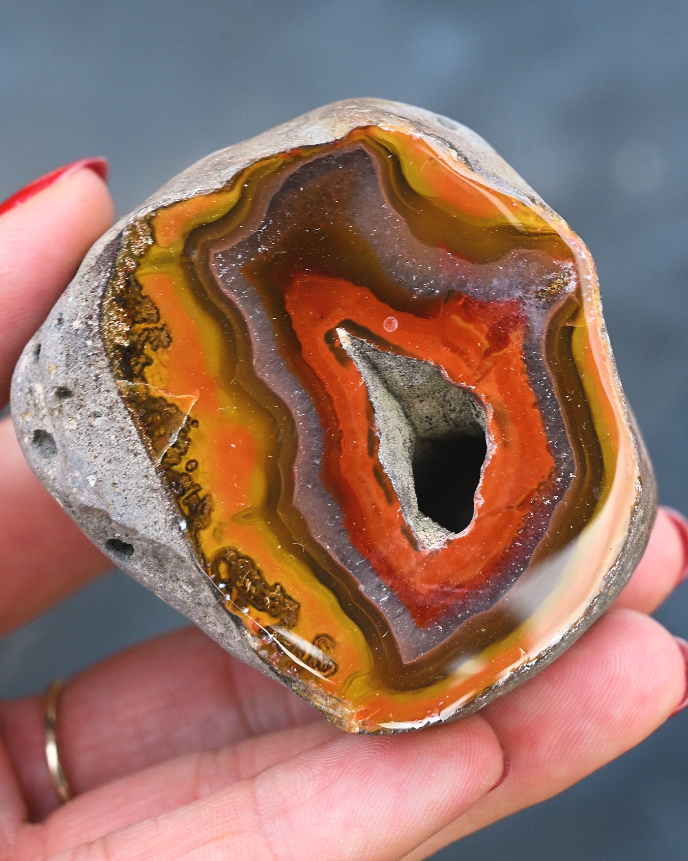 Fighting Blood Agate Geode Hebei China
