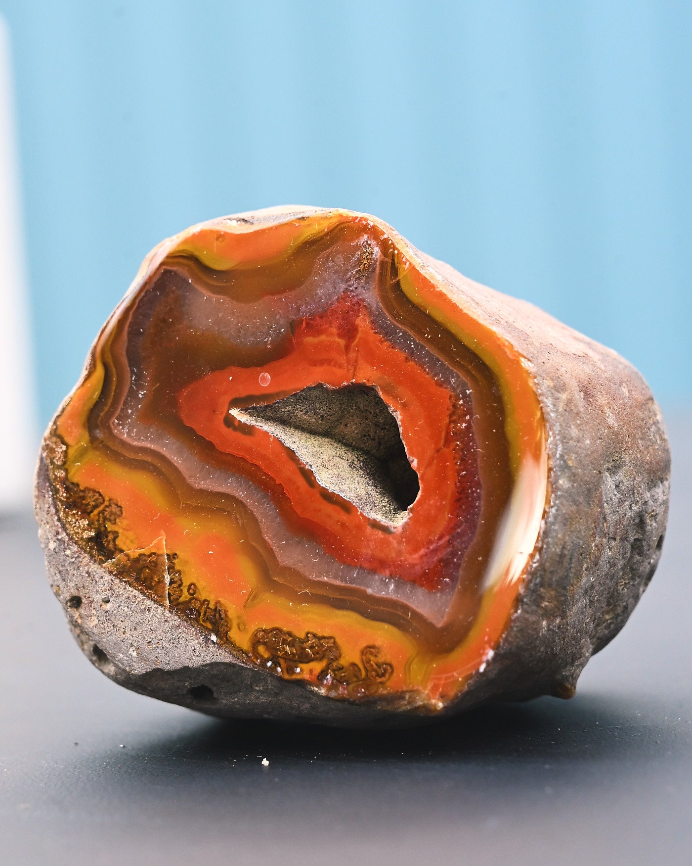 Fighting Blood Agate Geode Hebei China