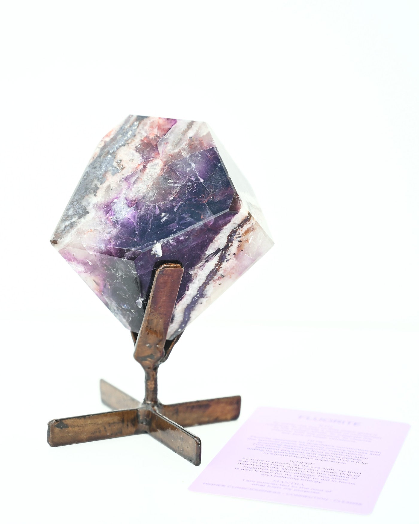 Banded Purple Fluorite on Stand 580g