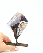 Banded Purple Fluorite on Stand 580g