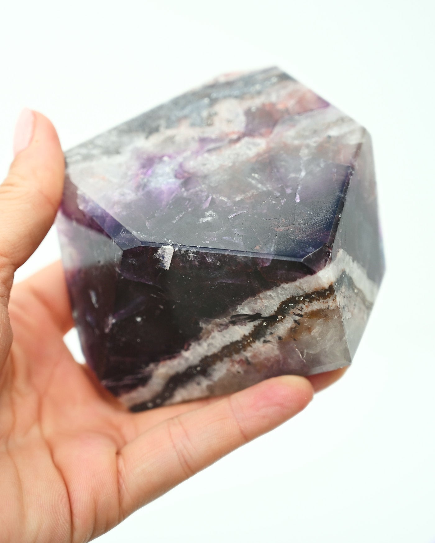 Banded Purple Fluorite on Stand 580g