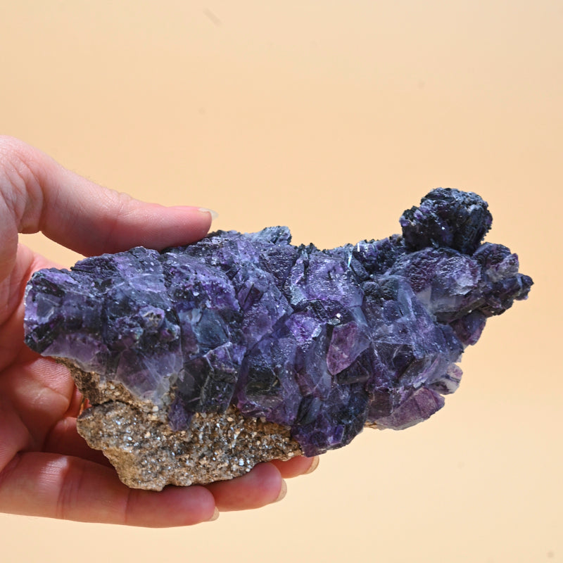 Purple Cubic Fluorite w feldspar