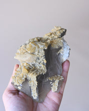 Fluorite with Calcite — Afghanistan — 380g - rainbow fluorite crystal side view