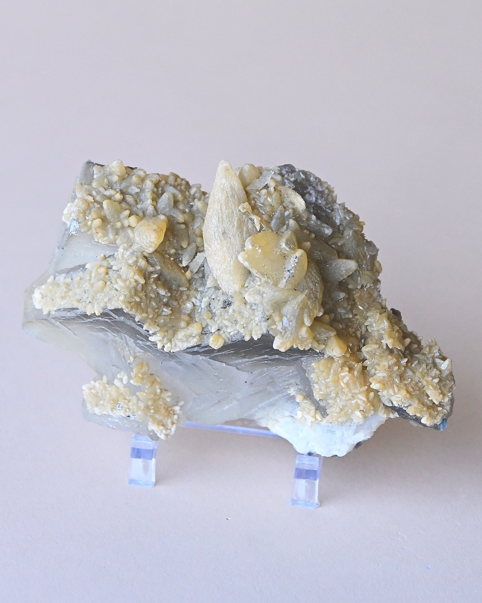 Fluorite with Calcite — Afghanistan — 380g - rainbow fluorite crystal styled in home