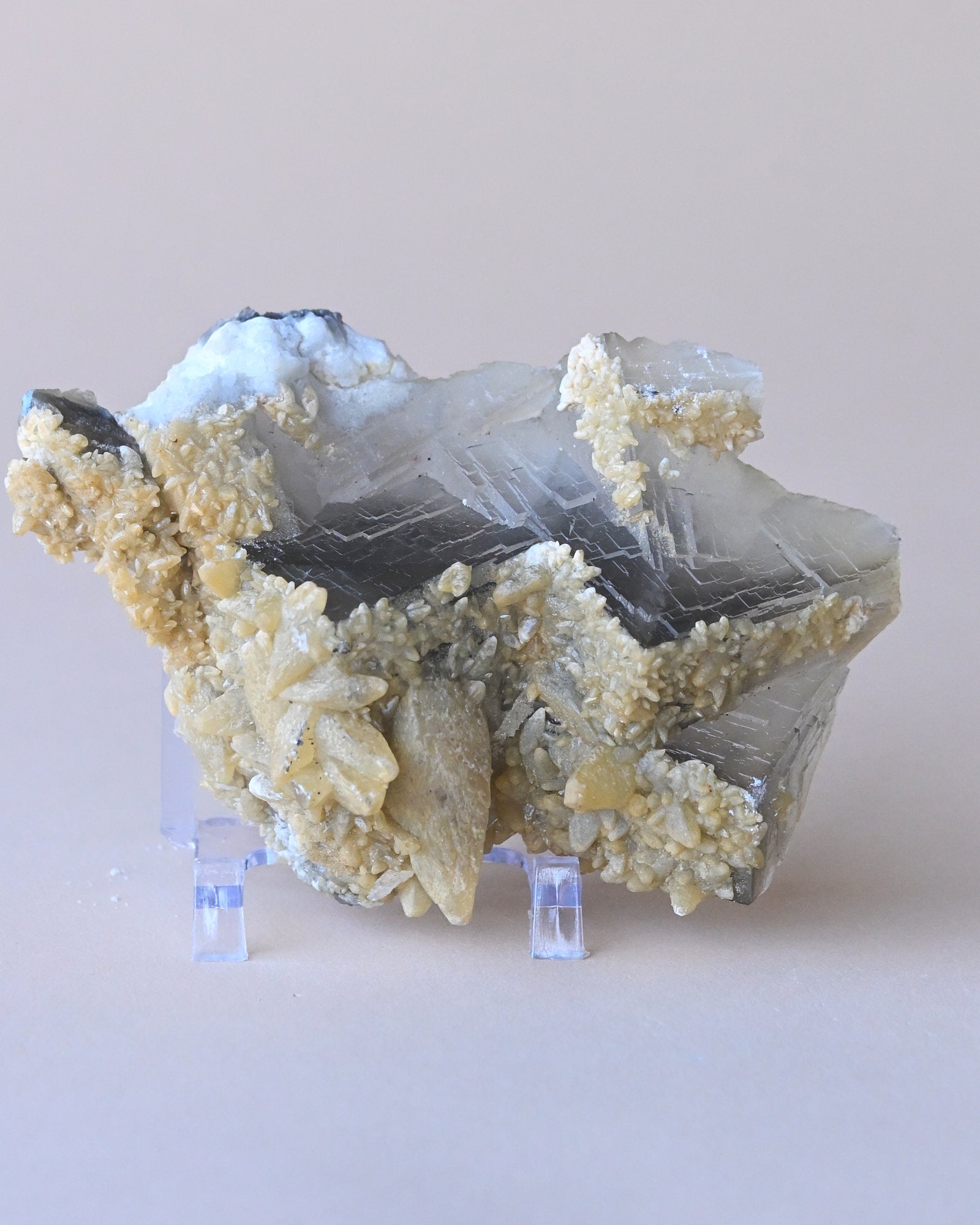 Fluorite with Calcite — Afghanistan — 380g - rainbow fluorite crystal view 7