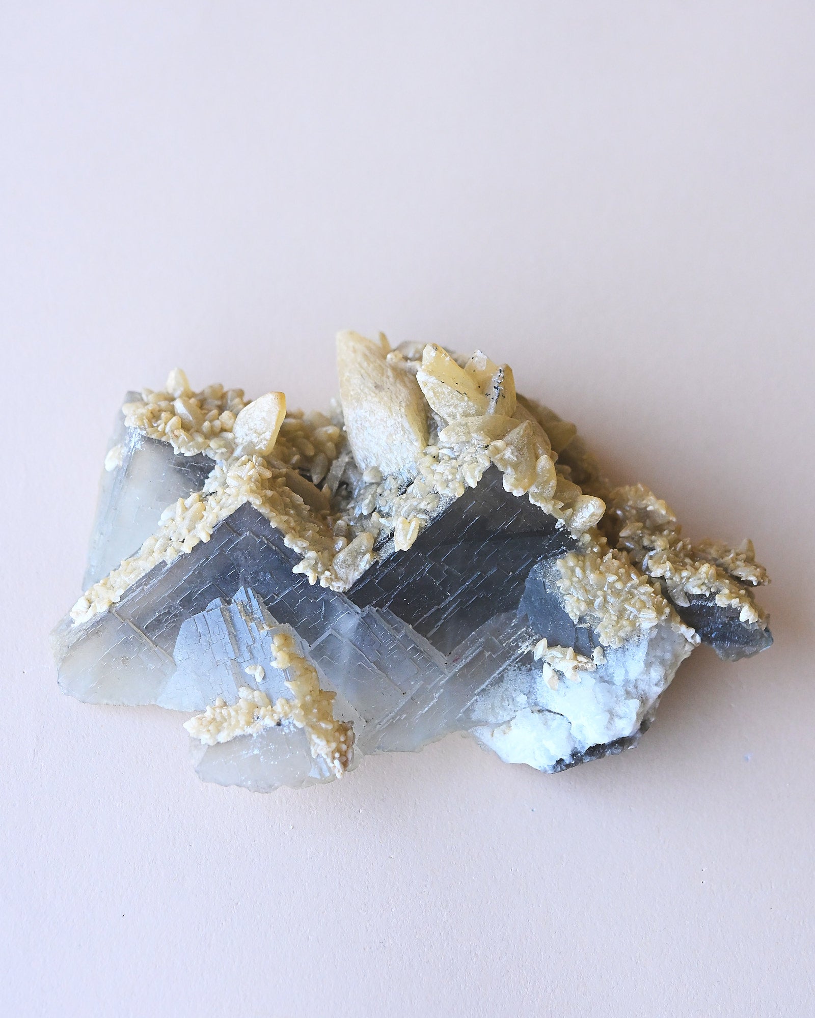 Fluorite with Calcite — Afghanistan — 380g - rainbow fluorite crystal view 10