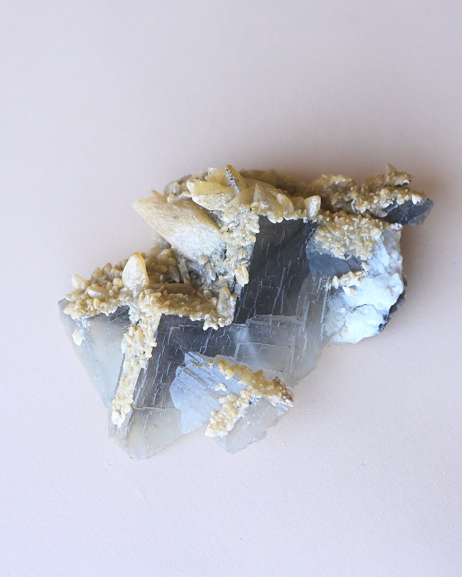 Fluorite with Calcite — Afghanistan — 380g - rainbow fluorite crystal view 11