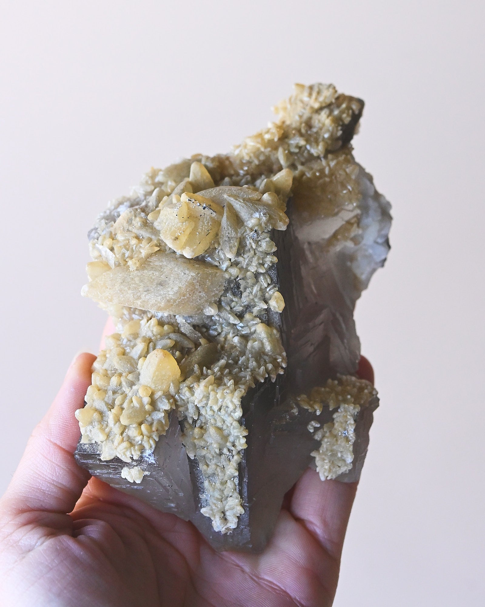 Fluorite with Calcite — Afghanistan — 380g - rainbow fluorite crystal view 12