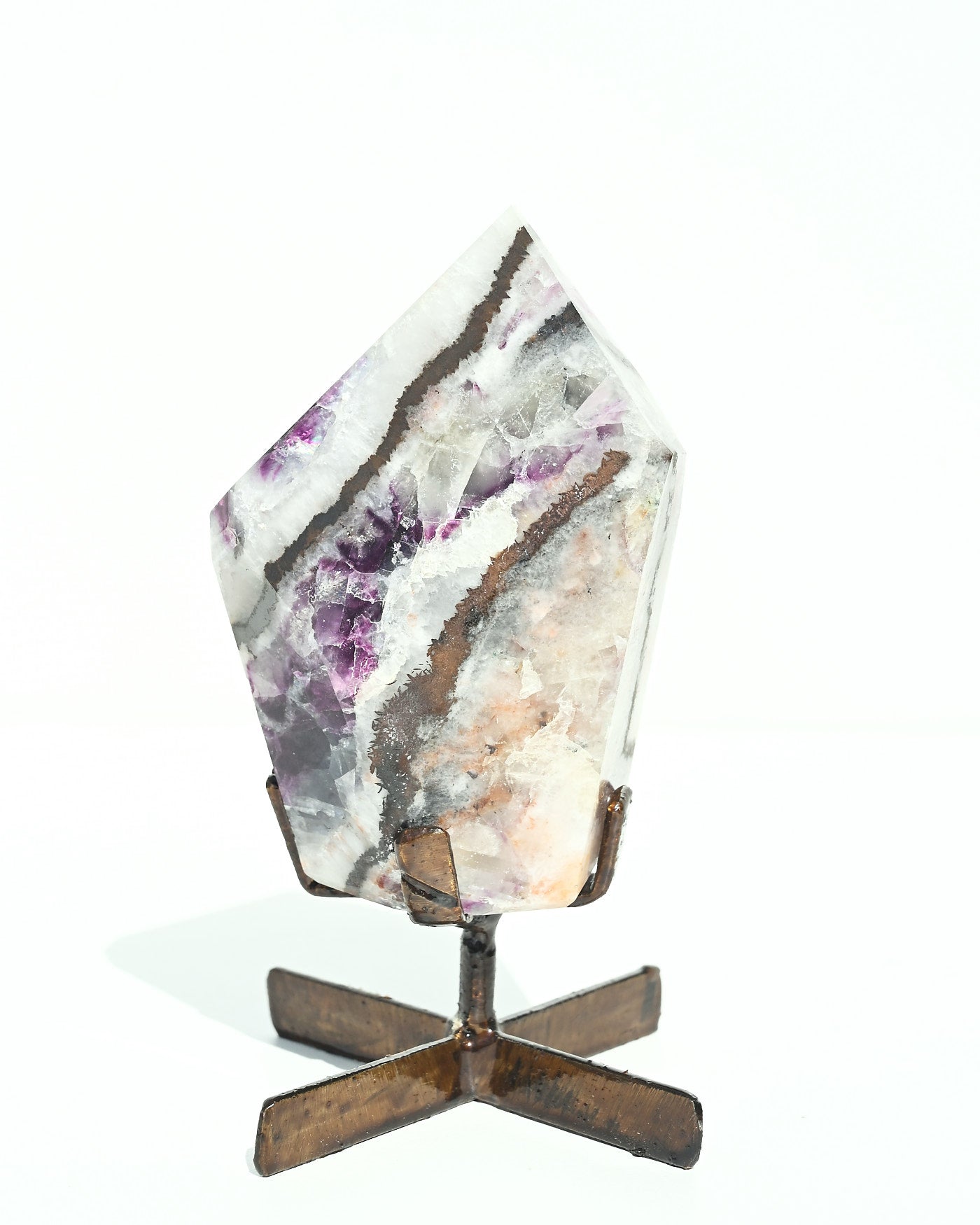 Banded Purple Fluorite on Stand 400g