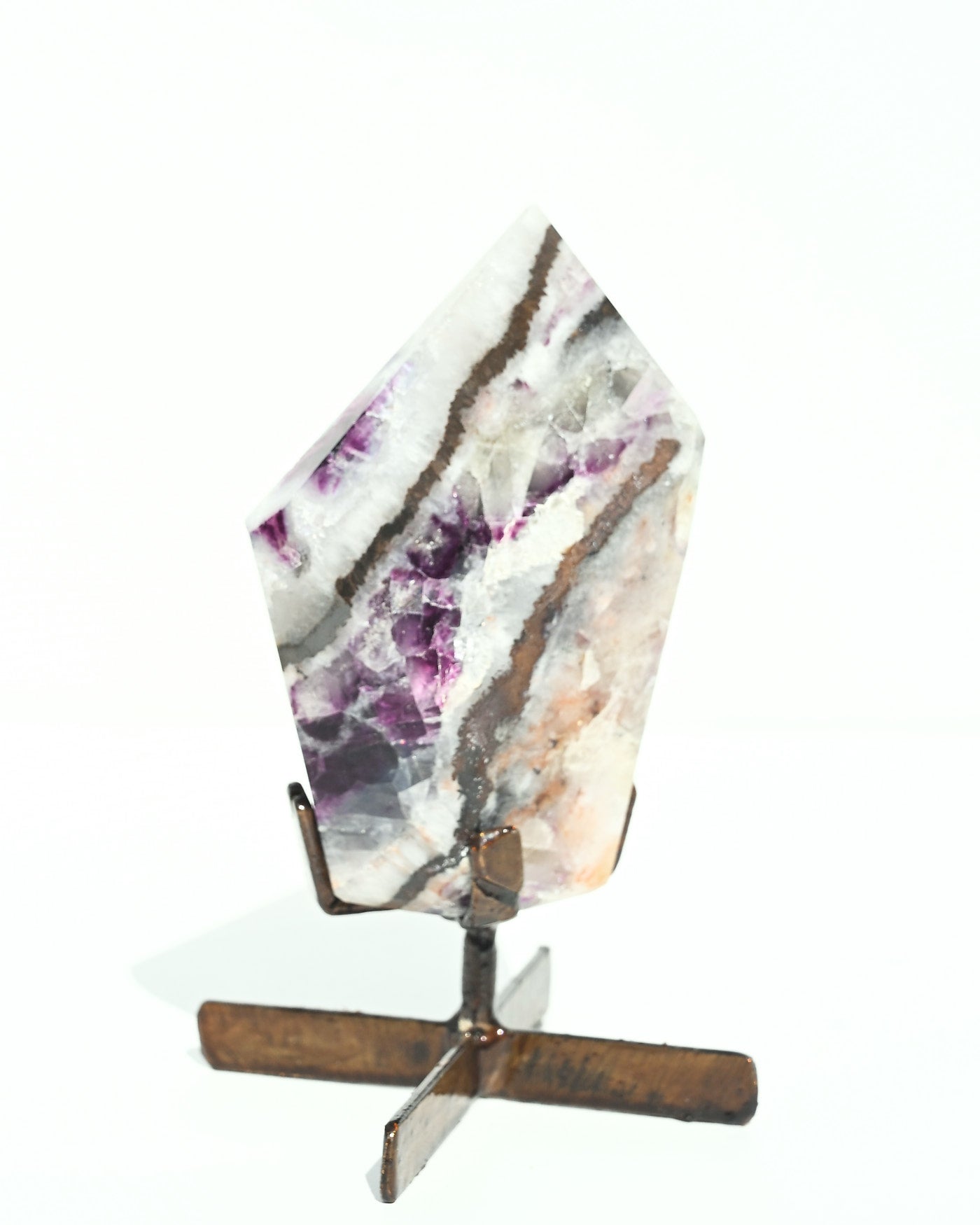Banded Purple Fluorite on Stand 400g
