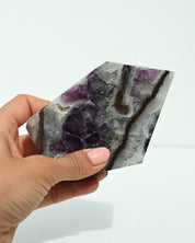 Banded Purple Fluorite on Stand 400g