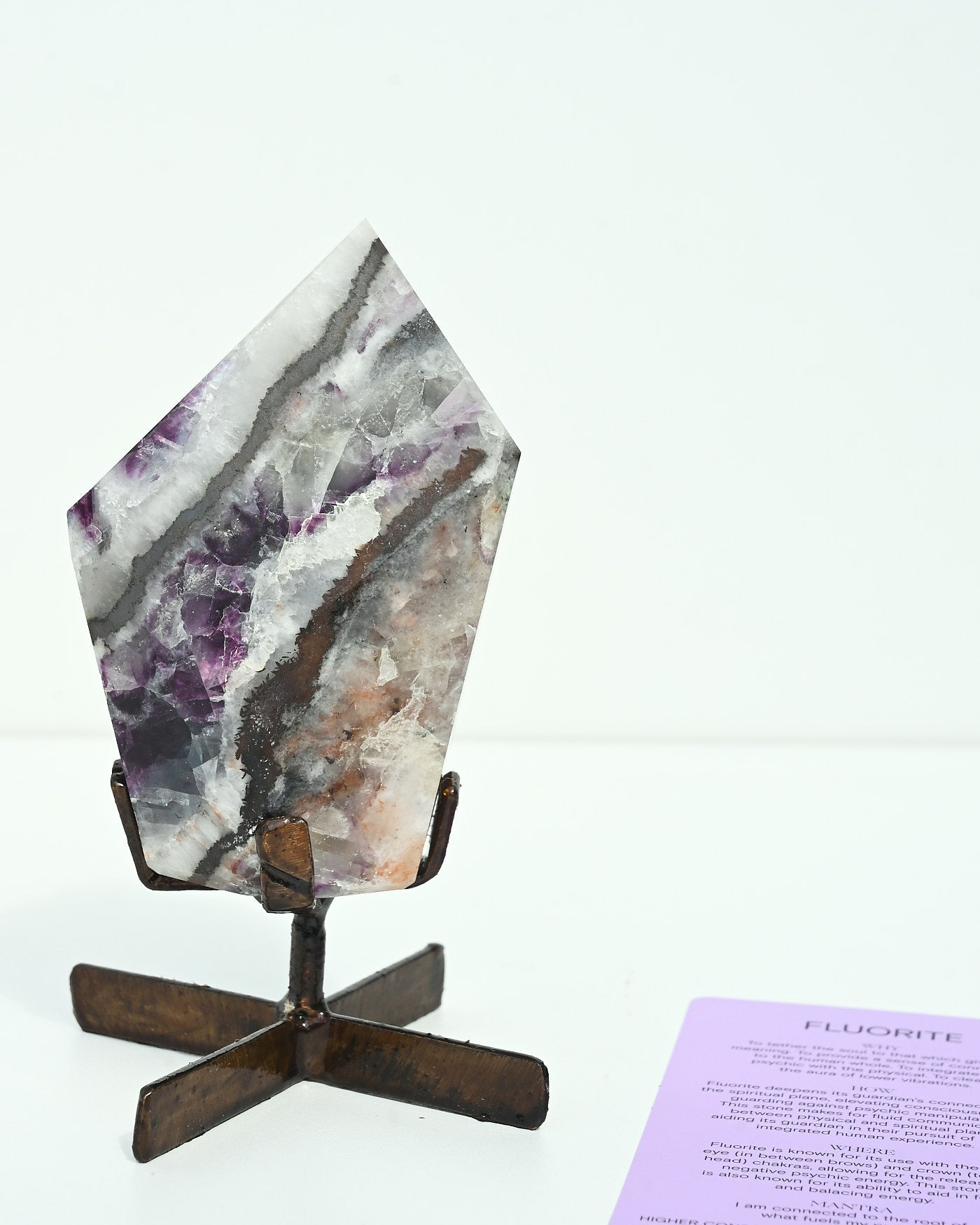 Banded Purple Fluorite on Stand 400g