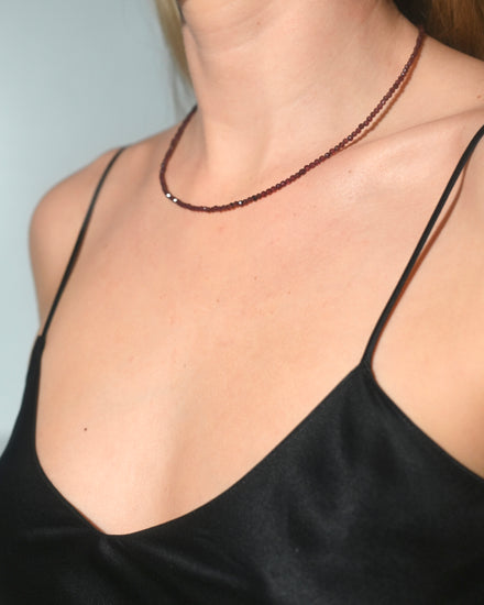 Garnet Beaded Necklace — Garnet crystal specimen