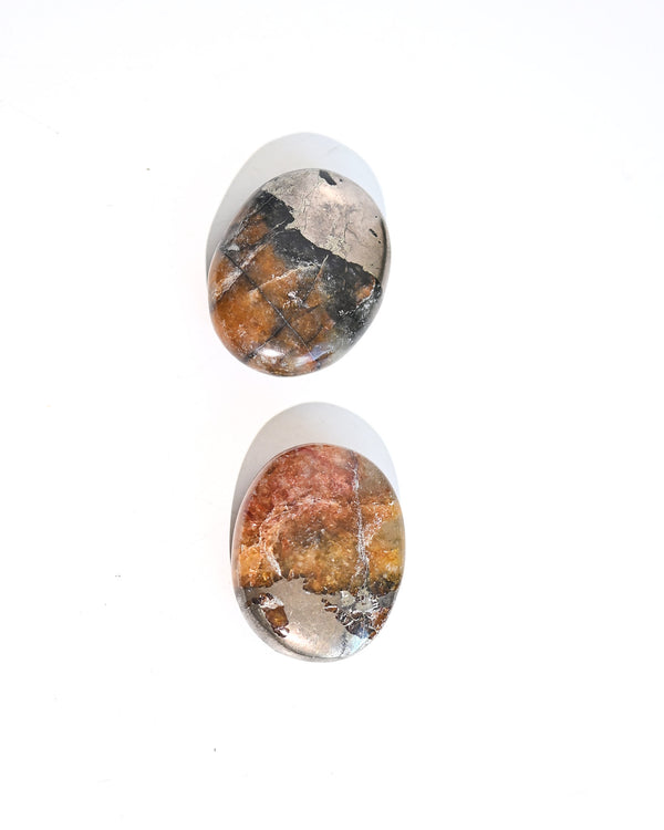 Golden Healer Quartz with Pyrite Palm Stone