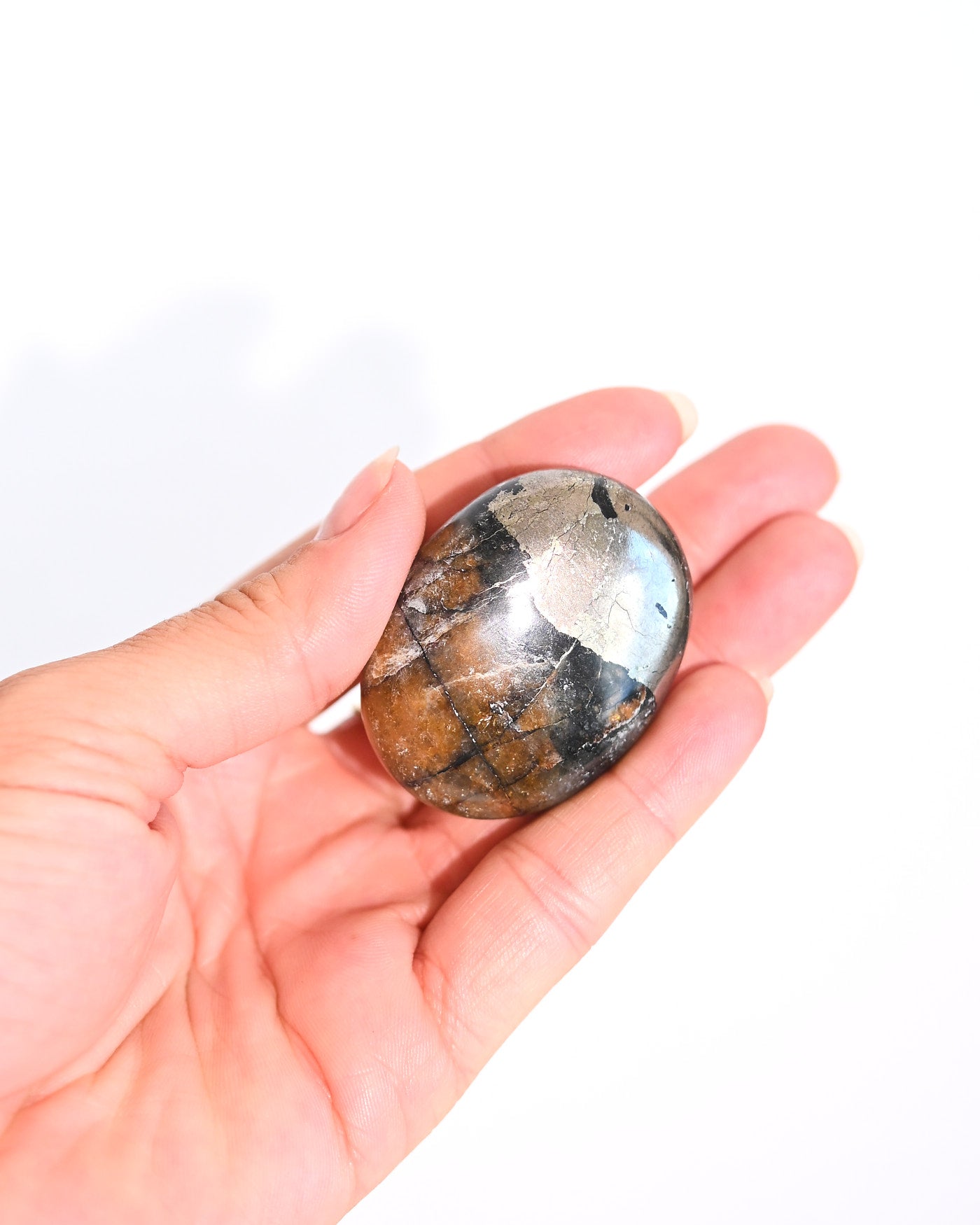 Golden Healer Quartz with Pyrite Palm Stone
