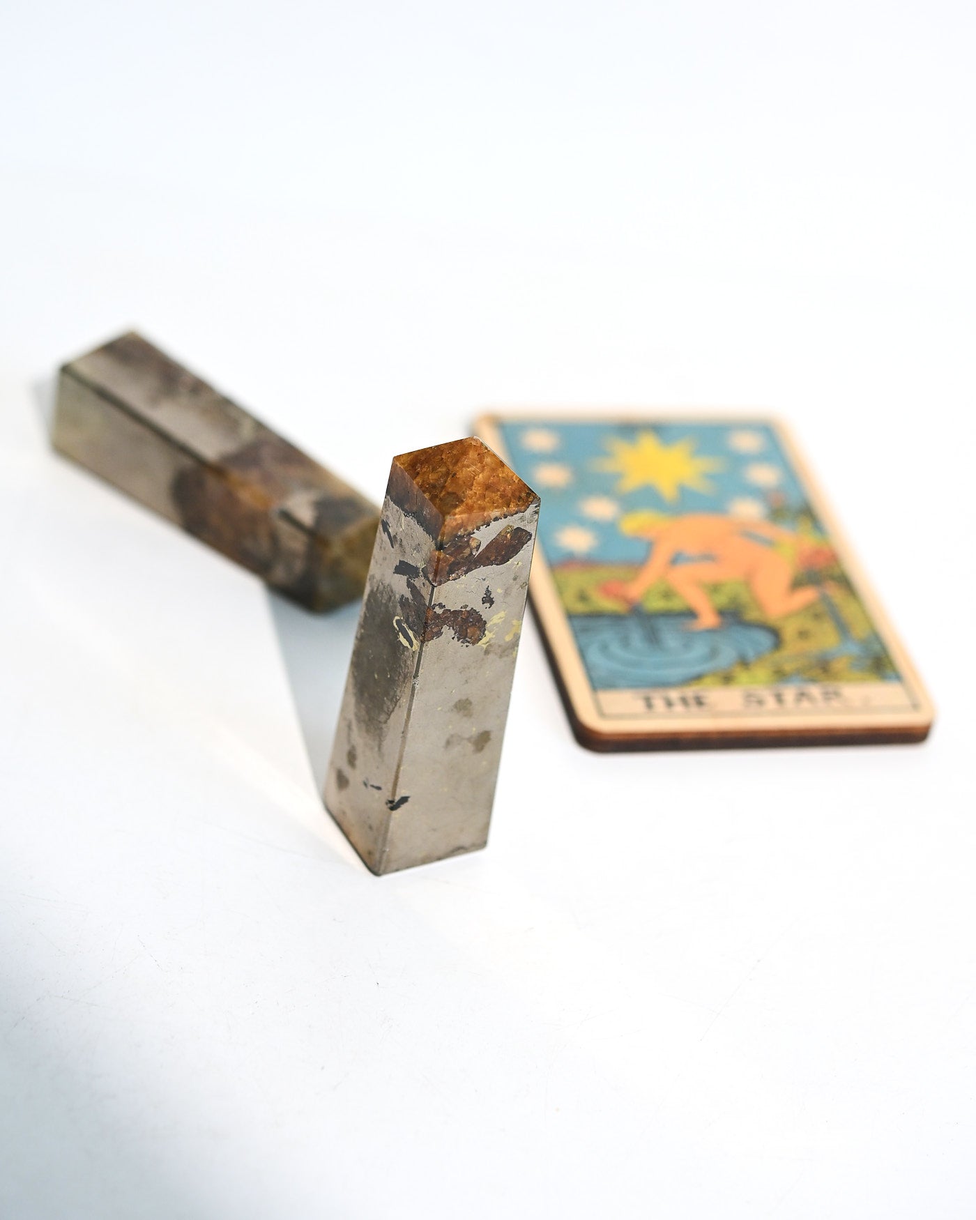 Golden Healer Quartz Tower with Pyrite alternate angle