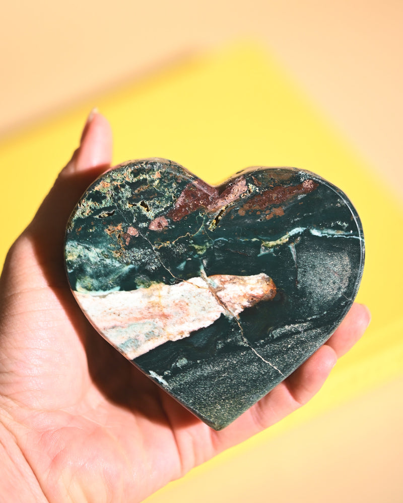 Green Jasper Heart