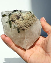 Green Tourmaline Quartz 410g side