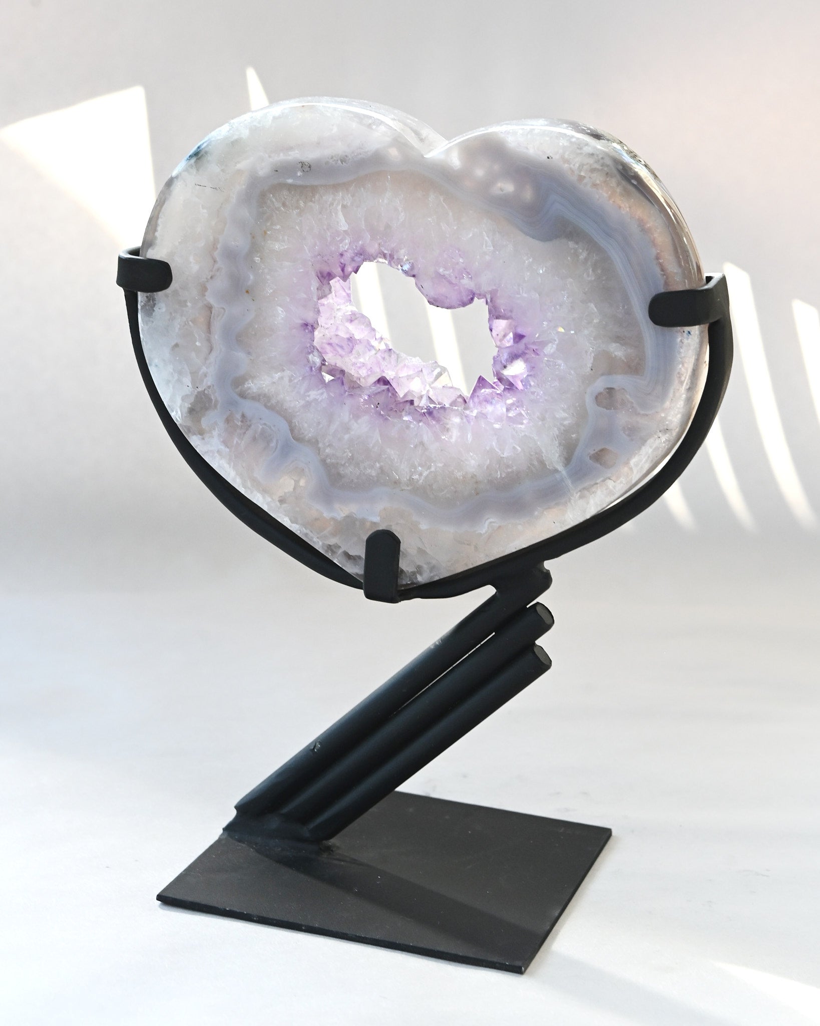 Amethyst Crystal Geode Heart on Stand 2.8lbs