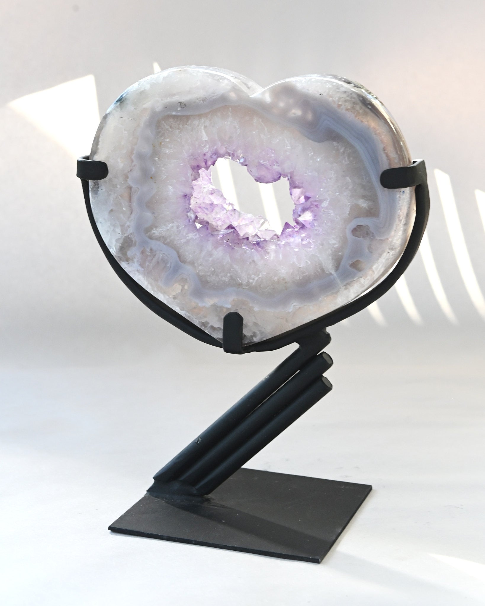 Amethyst Crystal Geode Heart on Stand 2.8lbs