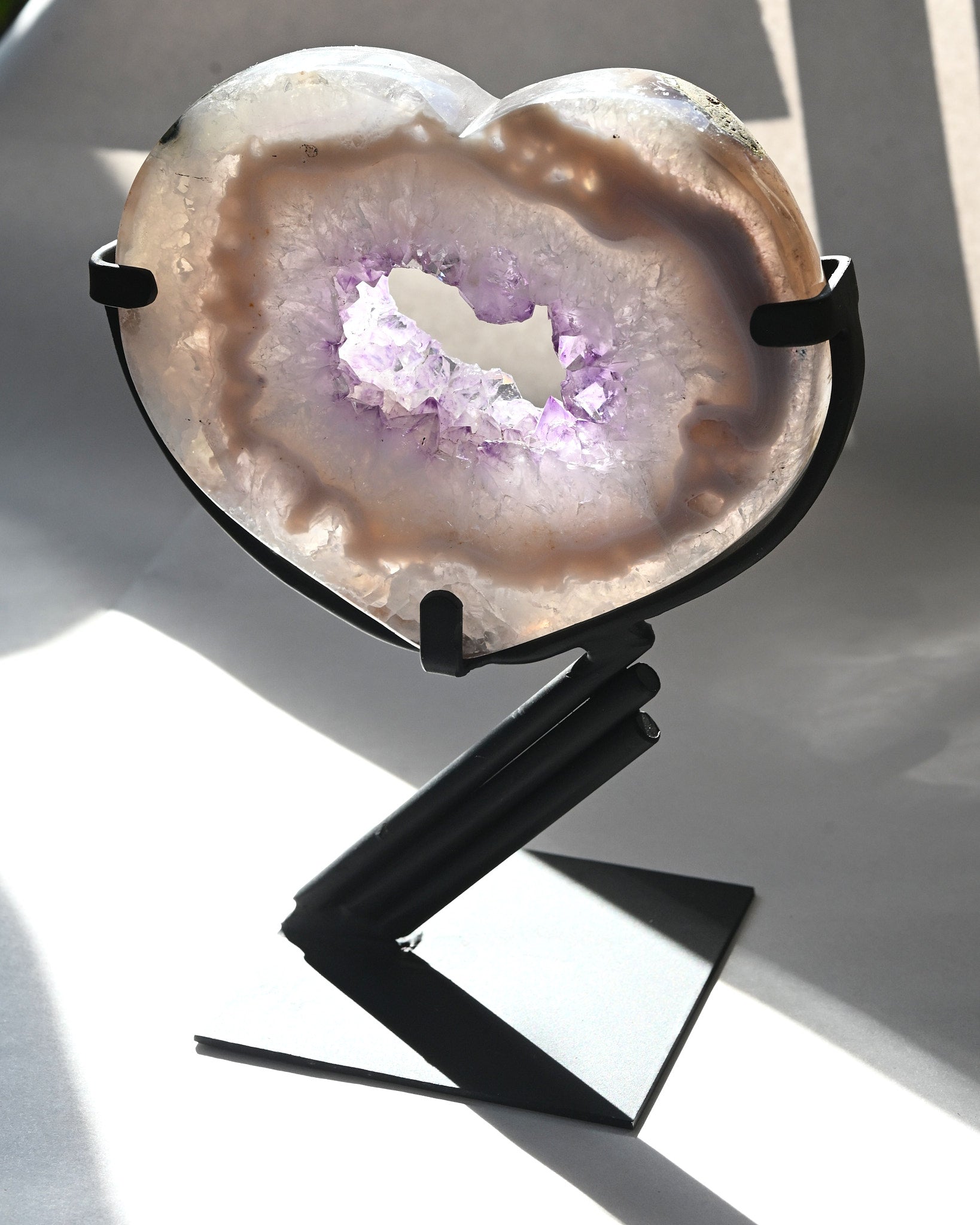 Amethyst Crystal Geode Heart on Stand 2.8lbs