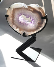 Amethyst Crystal Geode Heart on Stand 2.8lbs