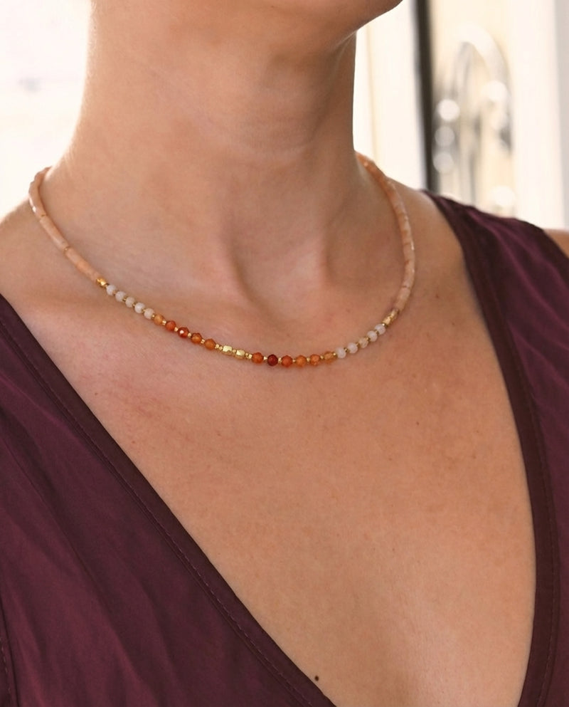 Energize Necklace - Carnelian, Citrine + Sunstone