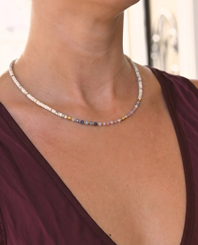 Tranquility Necklace - Amethyst, Blue Aventurine + Howlite