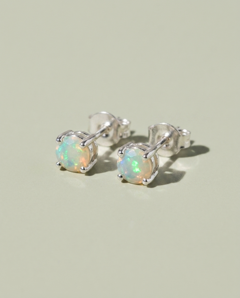 Sterling Silver Opal Earrings