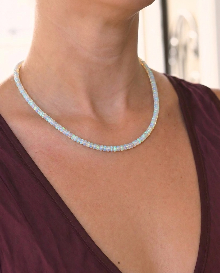 Opal Necklace on model