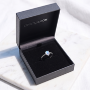 Rainbow Moonstone Teardrop Ring in Crystals.com jewelry box - Sterling Silver