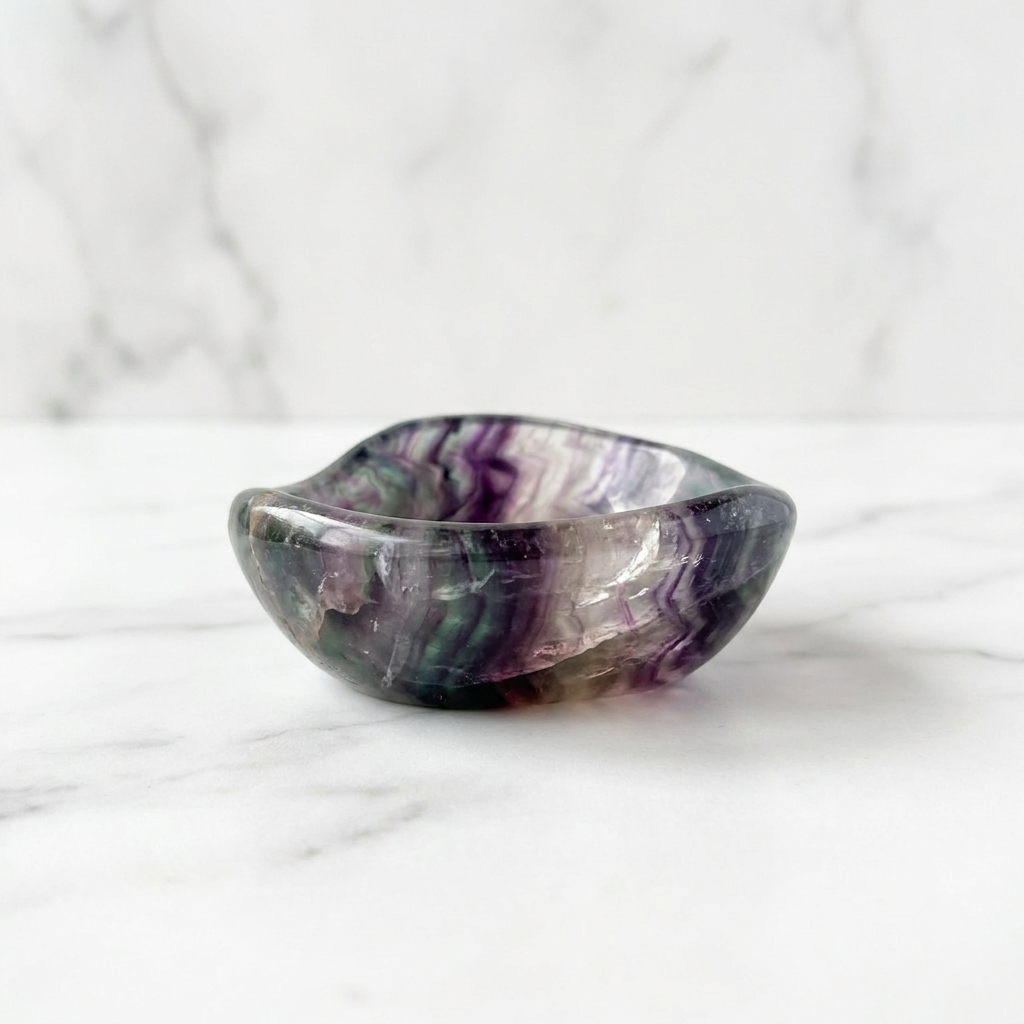 Rainbow Fluorite Bowl - natural rainbow fluorite crystal dish