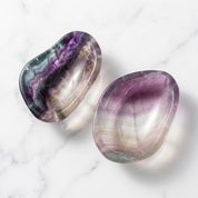 Rainbow Fluorite Bowl - side view showing natural color variation