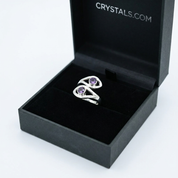 Evil Eye Amethyst Ring in Crystals.com box close-up
