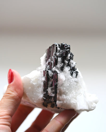 Hubnerite with Quartz — Clear Quartz crystal specimen