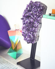 Statement Amethyst Geode | 98lb / 3ft Deep Purple Brazilian Crystal on Custom Stand