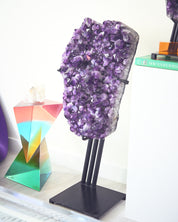 Statement Amethyst Geode | 98lb / 3ft Deep Purple Brazilian Crystal on Custom Stand